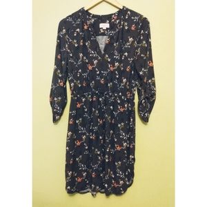 Loft Outlet- Grey Floral dress long sleeve